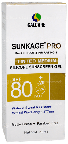 Sunkage Pro Spf 80 + Pa++++ Tinted Medium Silicone Sunscreen Gel 50ml