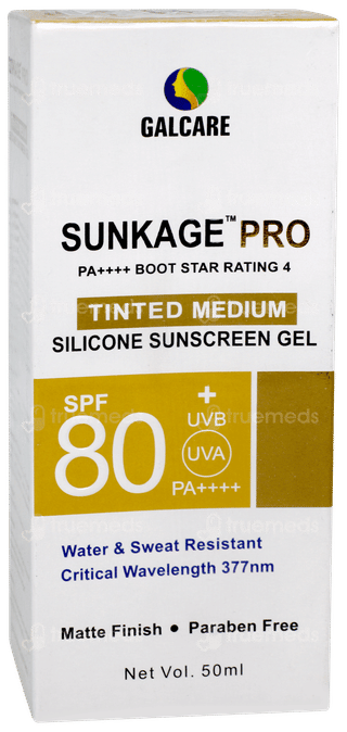 Sunkage Pro Spf 80 + Pa++++ Tinted Medium Silicone Sunscreen Gel 50ml