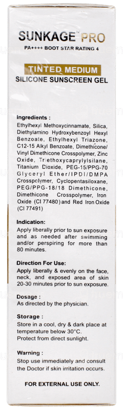 Sunkage Pro Spf 80 + Pa++++ Tinted Medium Silicone Sunscreen Gel 50ml