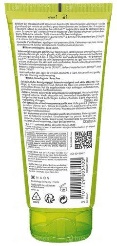 Bioderma Sebium Moussant Actif Intense Purifying Cleansing Foaming Gel 200ml