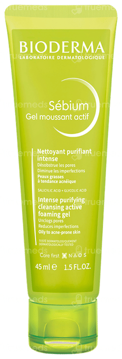 Bioderma Sebium Moussant Actif Intense Purifying Cleansing Foaming Gel 45ml