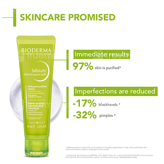 Bioderma Sebium Moussant Actif Intense Purifying Cleansing Foaming Gel 45ml
