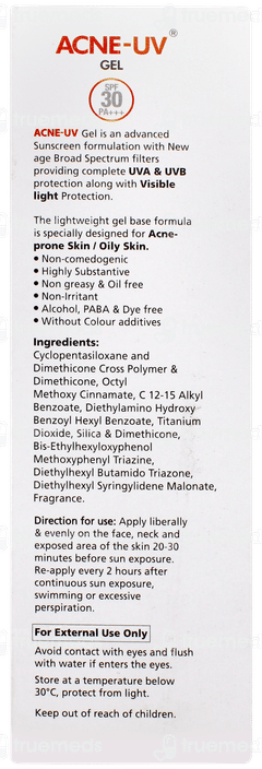 Acne Uv Spf 30 Pa+++ Gel 100gm