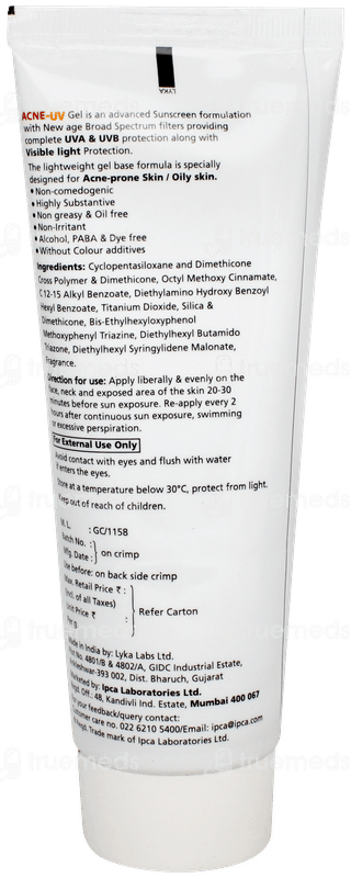 Acne Uv Spf 30 Pa+++ Gel 100gm