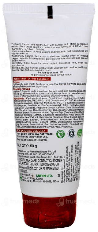 Sunhalt Gold Spf 90+ Pa+++ Matte Sunscreen 50gm