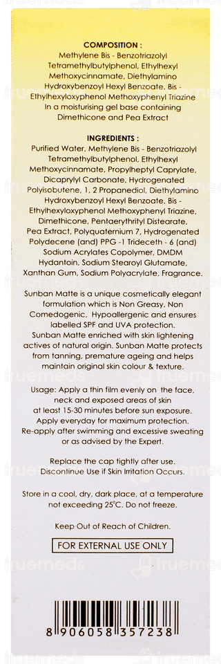 Sunban Matte Spf 30+ Pa+++ Gel 75gm
