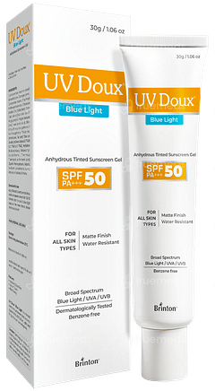 Uv Doux Blue Light Spf 50 Pa+++ Anhydrous Tinted Sunscreen Gel 30gm Uv Doux Blue Light Spf 50 Pa+++ Anhydrous Tinted Sunscreen Gel 30gm