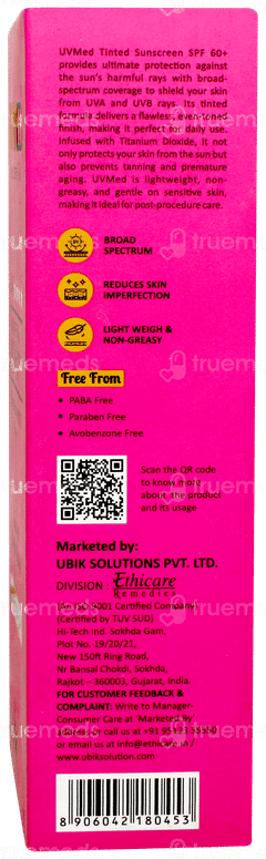 Uvmed Spf 60+ Pa++++ Tinted Sunscreen Gel 50gm