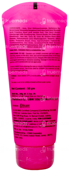 Uvmed Spf 60+ Pa++++ Tinted Sunscreen Gel 50gm