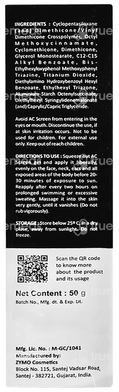 Acscreen Uva & Uvb Spf 50 Pa+++ Acne Sunscreen Gel 50gm