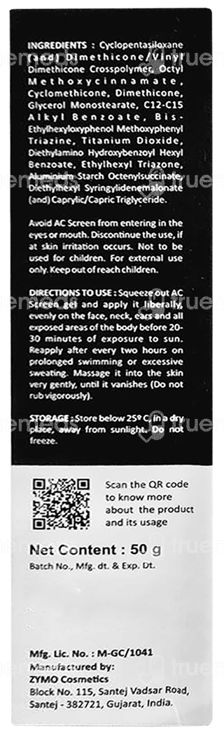 Acscreen Uva & Uvb Spf 50 Pa+++ Acne Sunscreen Gel 50gm