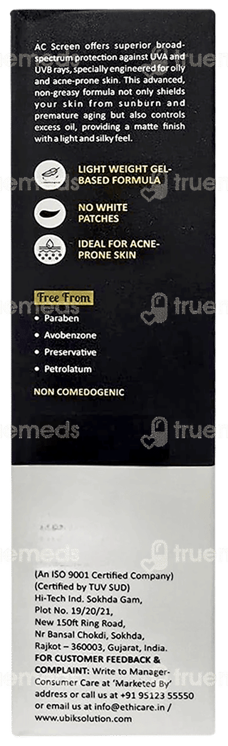 Acscreen Uva & Uvb Spf 50 Pa+++ Acne Sunscreen Gel 50gm