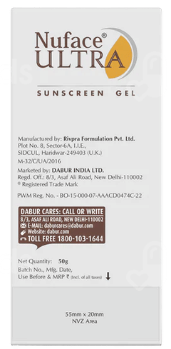Nuface Ultra Spf 60+ Pa++++ Sunscreen Gel 50Gm