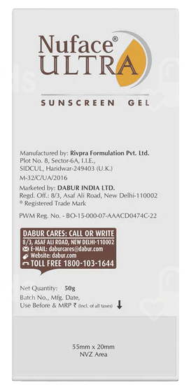 Nuface Ultra Spf 60+ Pa++++ Sunscreen Gel 50Gm
