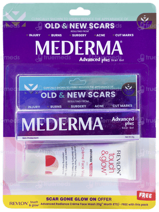 Mederma Advanced Plus Scar Gel 10gm With Free Revlon Touch & Glow Creme Face Wash 20gm