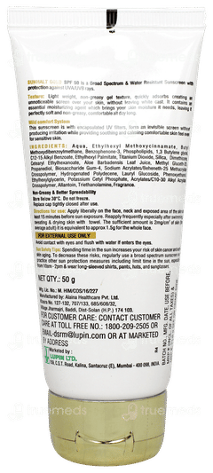 Sunhalt Gold Spf 50 Pa+++  Hydrating Sunscreen 50gm