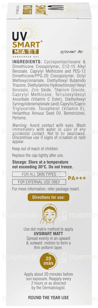 Uvsmart Matt Spf 50+ Pa+++ Sunscreen Gel 50gm