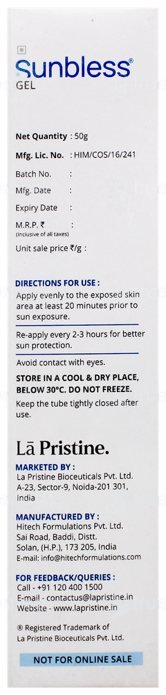 Sunbless Spf 50+ & Pa+++ Sunscreen Gel 50Gm