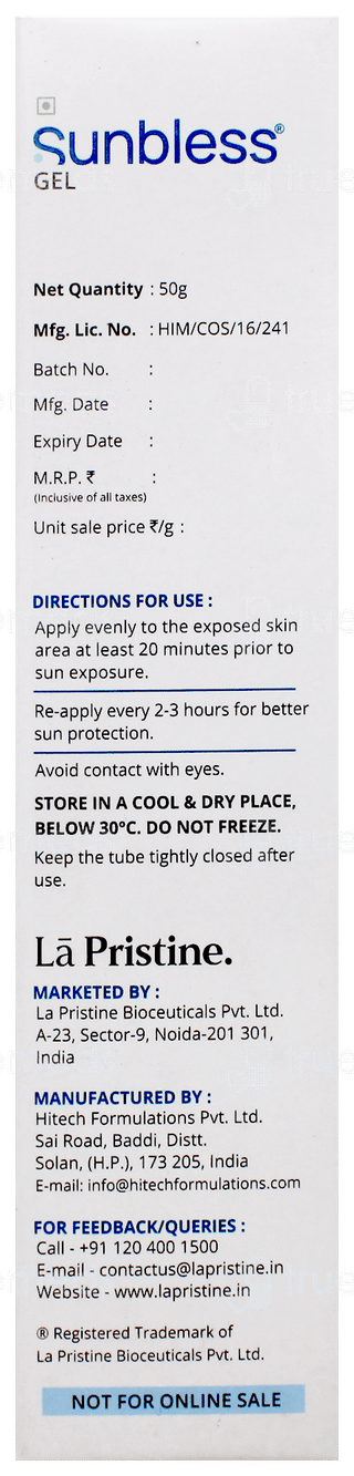 Sunbless Spf 50+ & Pa+++ Sunscreen Gel 50Gm
