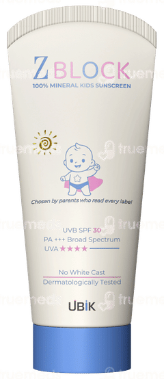 Z Block Uvb Spf 30 Pa+++ 100% Minerals Kids Sunscreen Gel 50gm