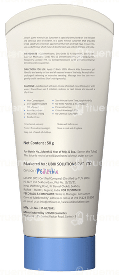 Z Block Uvb Spf 30 Pa+++ 100% Minerals Kids Sunscreen Gel 50Gm