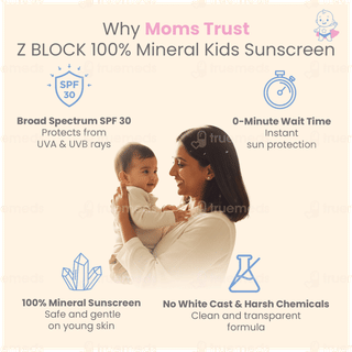 Z Block Uvb Spf 30 Pa+++ 100% Minerals Kids Sunscreen Gel 50Gm