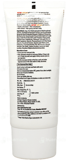 Acne Uv Gold Advanced Light Protection Spf 100+ Pa++++ Sunscreen Gel 50gm