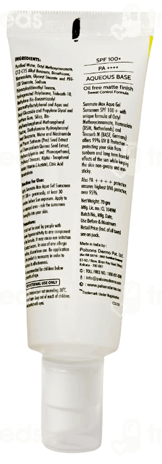 Sunmate Max Spf 100+ Sunscreen Aqua Gel 70Gm