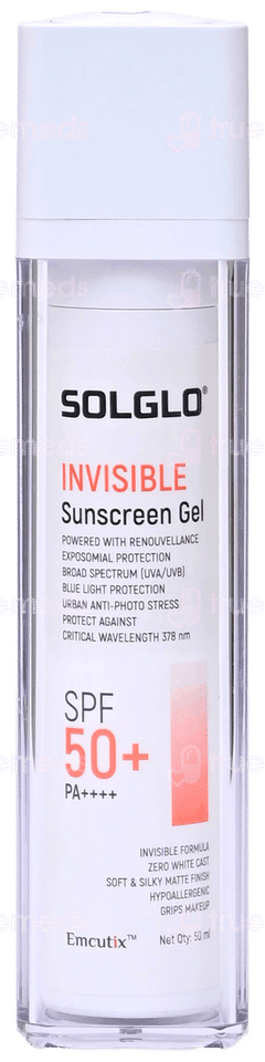 Solglo Invisible Spf 50+ Pa++++ Sunscreen Gel 50ml