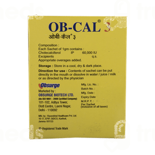 Ob Cal 3 Orange Flavor Sugar Free Sachet 1Gm