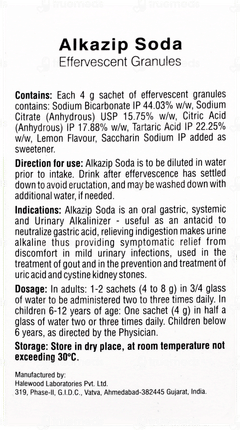 Alkazip Soda Lemon Flavour Sugar Free Effervescent Granules 4gm