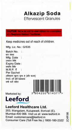 Alkazip Soda Lemon Flavour Sugar Free Effervescent Granules 4gm