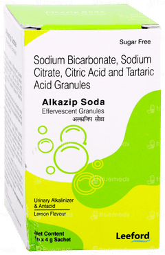 Alkazip Soda Lemon Flavour Sugar Free Effervescent Granules 4gm