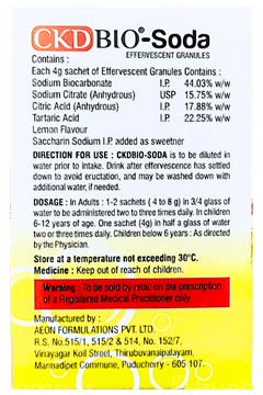 Ckd Bio Soda Citrus Flavour Effervescent Granules 4gm Ckd Bio Soda Citrus Flavour Effervescent Granules 4gm