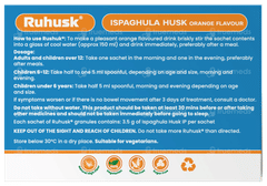 Ruhusk High Fiber Ispaghula Husk Orange Flavour Sugar Free Granules 3.5gm Pack Of 30 Sachets