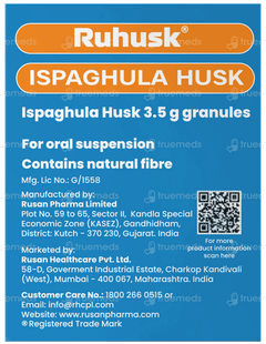 Ruhusk High Fiber Ispaghula Husk Orange Flavour Sugar Free Granules 3.5gm Pack Of 30 Sachets
