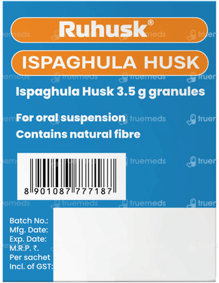 Ruhusk High Fiber Ispaghula Husk Orange Flavour Sugar Free Granules 3.5gm Pack Of 30 Sachets