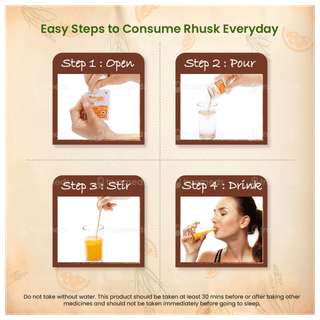 Ruhusk High Fiber Ispaghula Husk Orange Flavour Sugar Free Granules 3.5gm Pack Of 30 Sachets