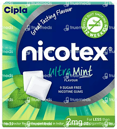 Nicotex 2mg Ultra Mint Flavour Sugar Free Nicotine Gums 9 Nicotex 2mg Ultra Mint Flavour Sugar Free Nicotine Gums 9