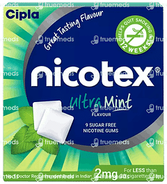 NICOTEX 2MG ULTRA MINT FLAVOUR SUGAR FREE NICOTINE GUM 9