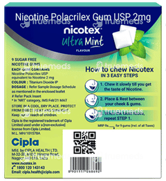 Nicotex 2mg Ultra Mint Flavour Sugar Free Nicotine Gums 9