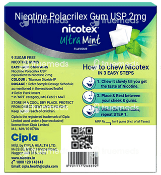 Nicotex 2mg Ultra Mint Flavour Sugar Free Nicotine Gum 9