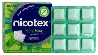 Nicotex 2Mg Ultra Mint Flavour Sugar Free Nicotine Gums 9