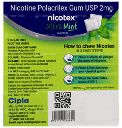 Nicotex 2Mg Ultra Mint Flavour Sugar Free Nicotine Gums 9
