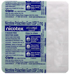 Nicotex 2Mg Ultra Mint Flavour Sugar Free Nicotine Gums 9