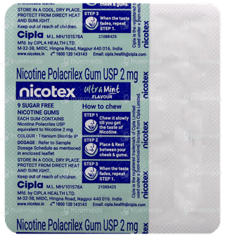 Nicotex 2Mg Ultra Mint Flavour Sugar Free Nicotine Gums 9