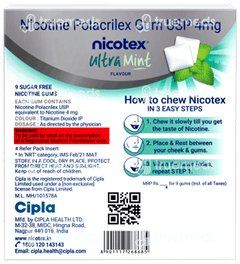 Nicotex 4mg Ultra Mint Flavour Sugar Free Nicotine Gums 9