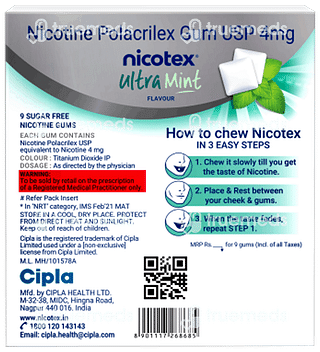 Nicotex 4mg Ultra Mint Flavour Sugar Free Nicotine Gum 9