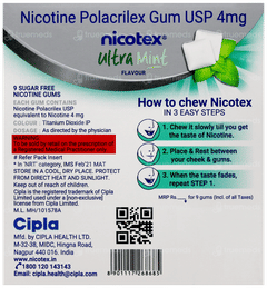 Nicotex 4Mg Ultra Mint Flavour Sugar Free Nicotine Gums 9