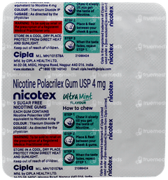 Nicotex 4Mg Ultra Mint Flavour Sugar Free Nicotine Gums 9